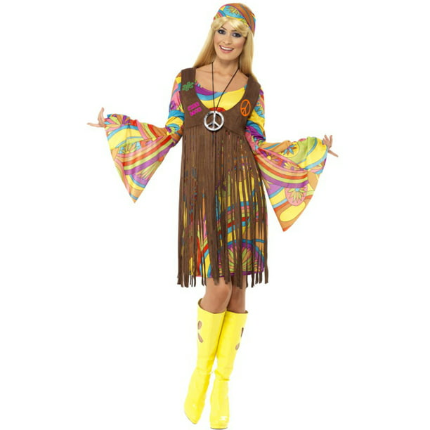 Groovy Girl Ladies Fancy Dress Hippie 60s 70s Hippy Womens Adults 1960s Costume